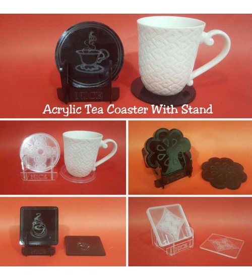 7 Pcs Acrylic Tea Coaster With Stand